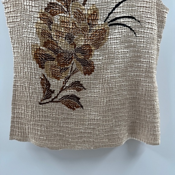 Casual Corner Satin Floral Crinkle Tank Top Size Medium Y2K - Picture 3 of 8